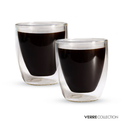 - Verre Collection Double Wall Glass Espresso Latte Cappuccino Mug, Coffee Cup | Set of 2 (2, 2.7 oz) (80 ml) -