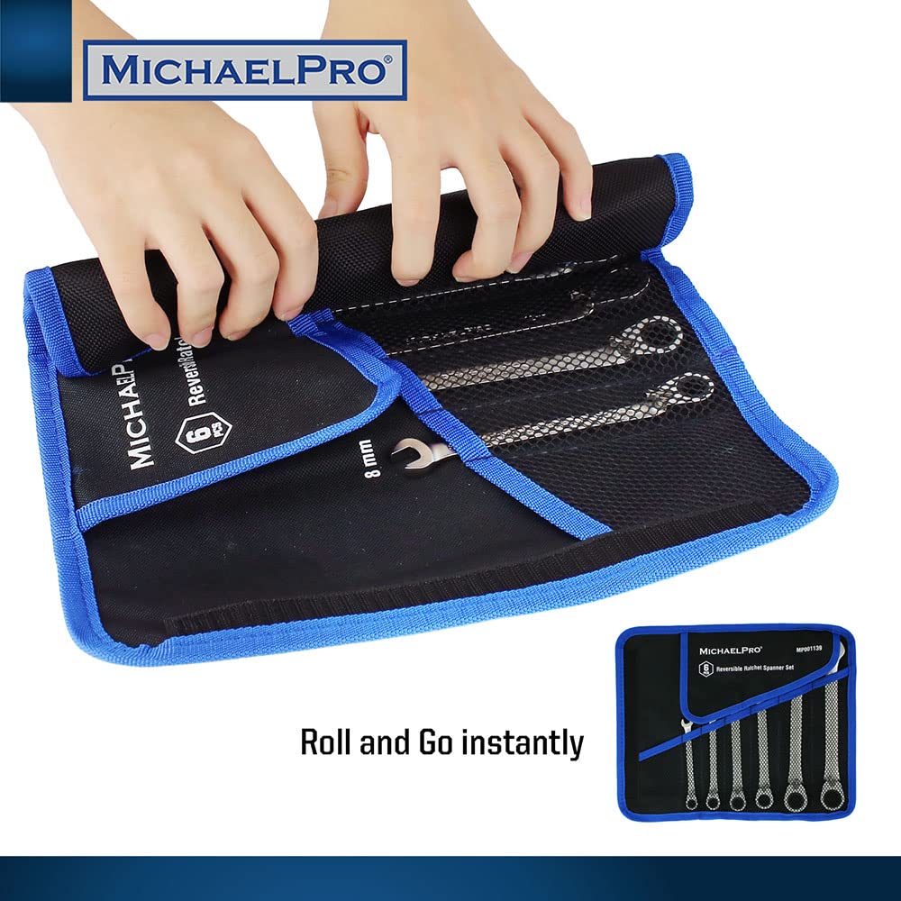 - MichaelPro MP001139 6-Piece Reversible Ratchet Spanner Set -