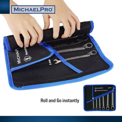 - MichaelPro MP001139 6-Piece Reversible Ratchet Spanner Set -