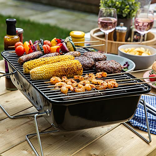 - George Foreman | On-The-Go Portable Charcoal BBQ | Sturdy Foldable Legs -