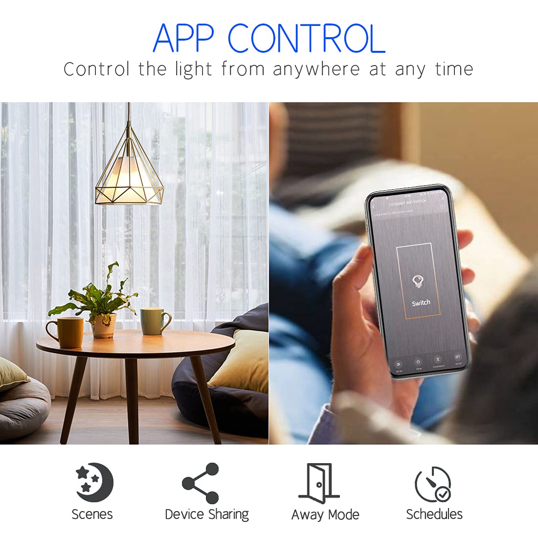 CNBINGO WiFi Smart Light Switch Work with Alexa, Google Assistant, Multi-Way Control by Smart Life App, Single Touch Light Switch, Black Glass Panel, LED Backlight, 1-Gang, Neutral Wire Required