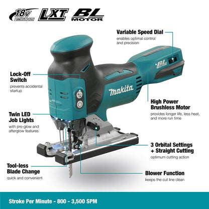 - Makita DJV181Z 18V Li-Ion LXT Brushless Jigsaw -