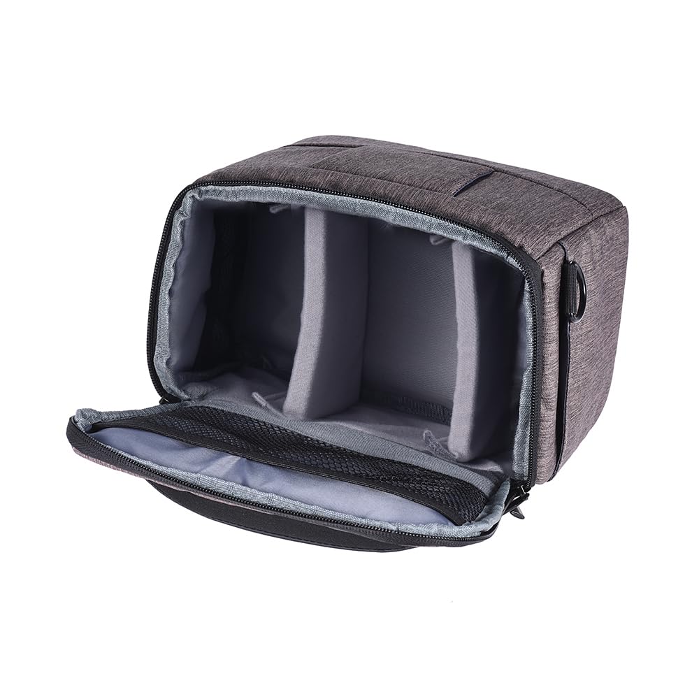 Andoer DSLR Camera Shoulder Bag, Cuboid-Shaped Portable Fashion Polyester Camera Case for Canon Nikon Sony FujiFilm Olympus Panasonic (Brown)