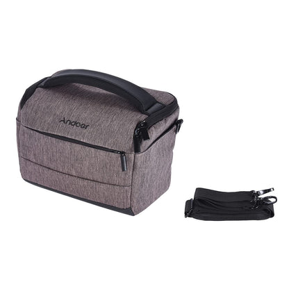 Andoer DSLR Camera Shoulder Bag, Cuboid-Shaped Portable Fashion Polyester Camera Case for Canon Nikon Sony FujiFilm Olympus Panasonic (Brown)