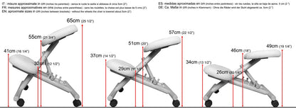 cinius Professional kneeling ergonomic chair without back, in several colours