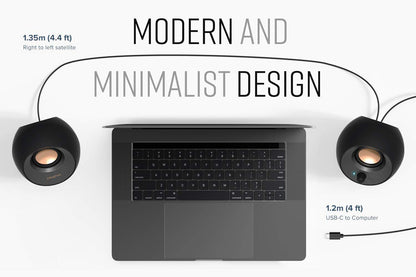 CREATIVE Pebble V3 Minimalistic 2.0 USB-C Desktop Speakers with USB Audio, Clear Dialog Enhancement, Bluetooth 5.0, 8W RMS with 16W Peak Power, USB-A Converter Included (Black)