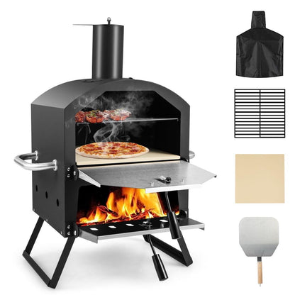 - TANGZON Outdoor Pizza Oven | 2 Tier Wood-fired Pizza Maker | Waterproof Cover -