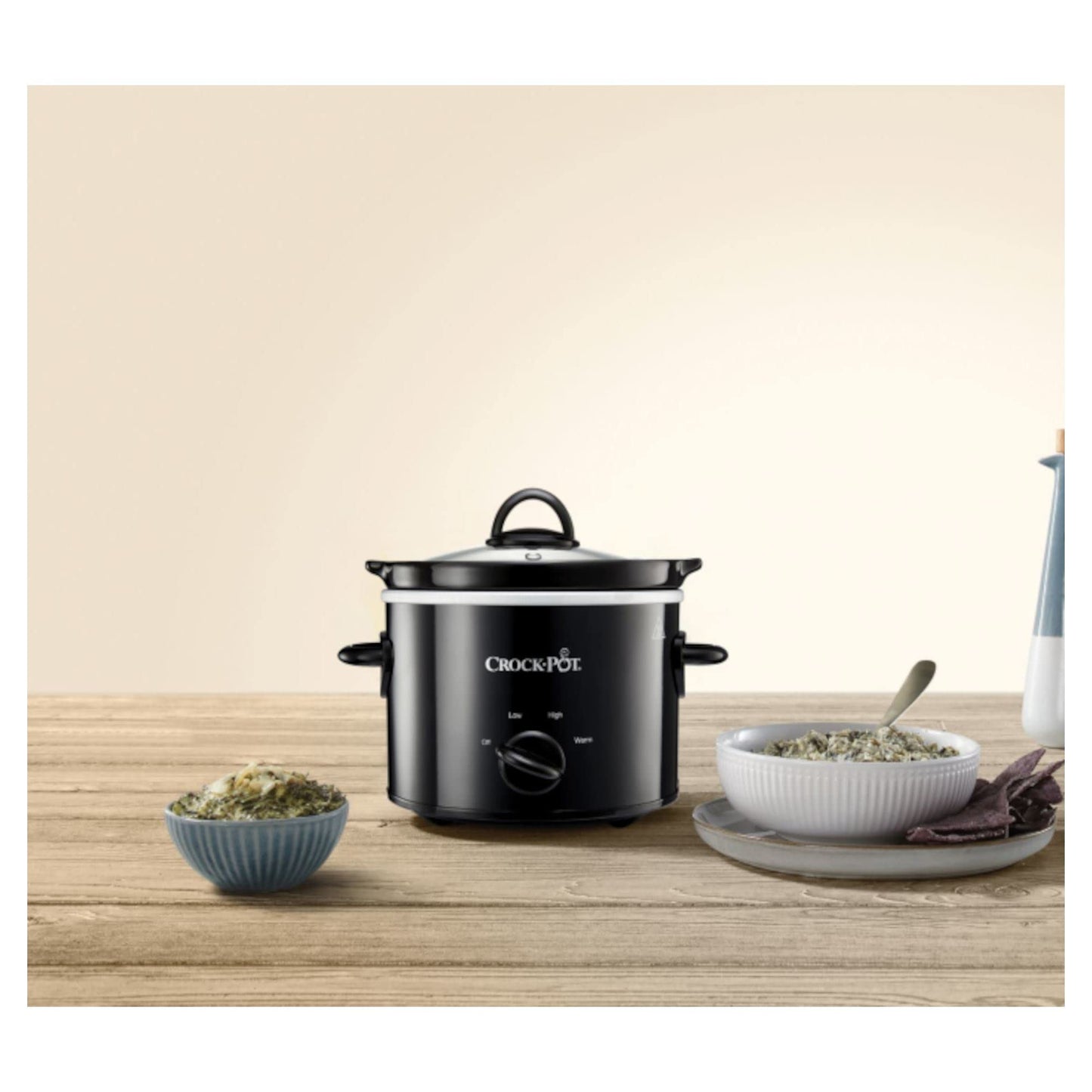 Crock-Pot Slow Cooker | Removable Easy-Clean Ceramic Bowl | 1.8 L Small Slow Cooker (Serves 1-2 People) | Energy Efficient | Black [CSC080]