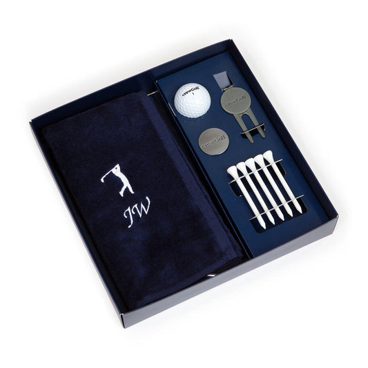 - Personalised Golf Gift Box Set | Embroidered Towel -