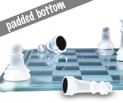 - Gamie Glass Chess Set | Elegant Design | Durable Build | Fully Functional | 32 Frosted and Clear Pieces -