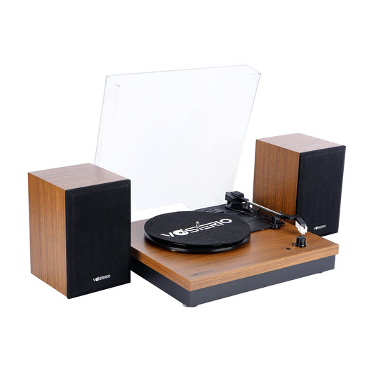 - Vosterio Bluetooth Record Player, 3-Speed Belt-Driven Turntable with Bluetooth Input& Output