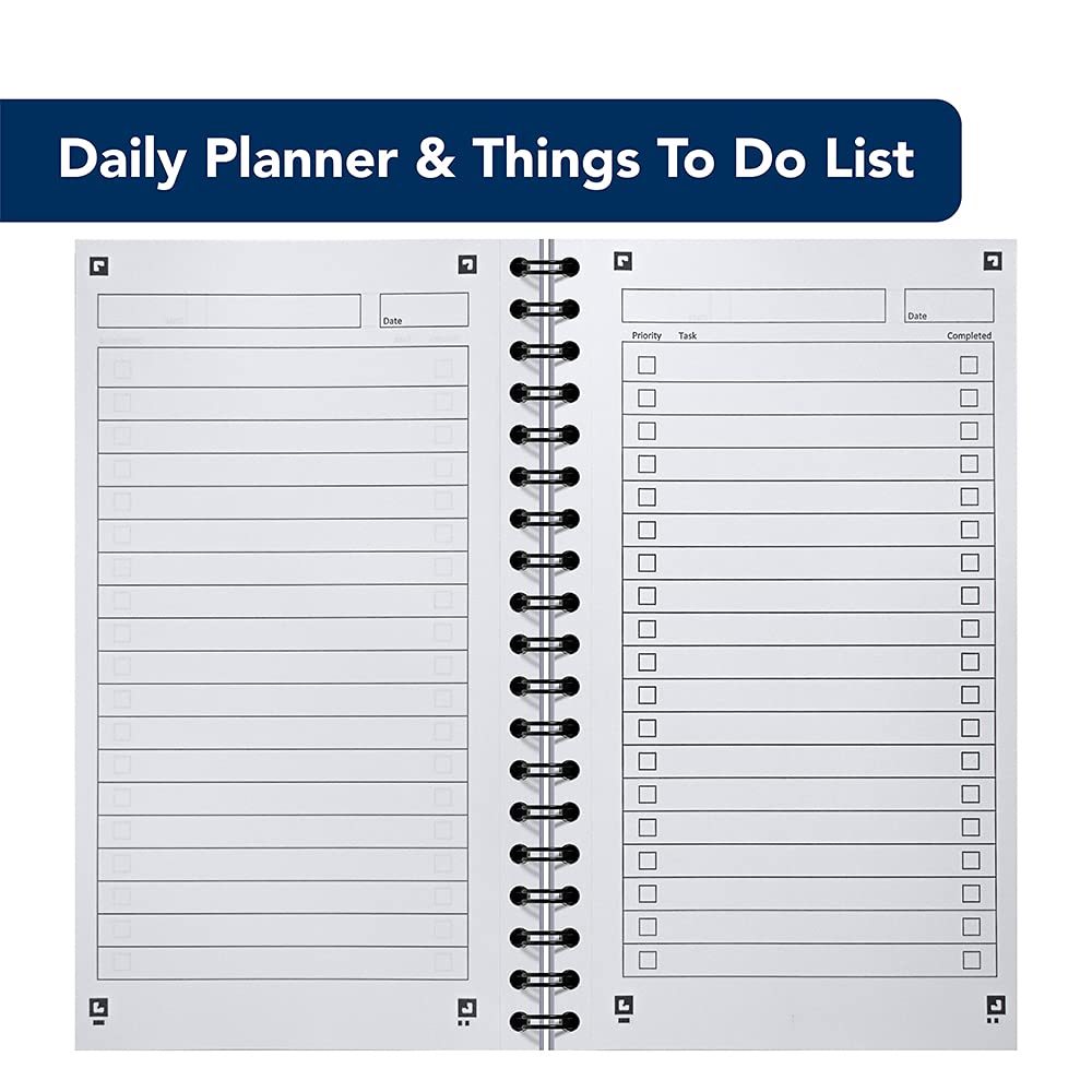 - Oxford To Do List Notebook | Wirebound | 230 Page | Navy Blue | White -