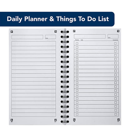 - Oxford To Do List Notebook | Wirebound | 230 Page | Navy Blue | White -