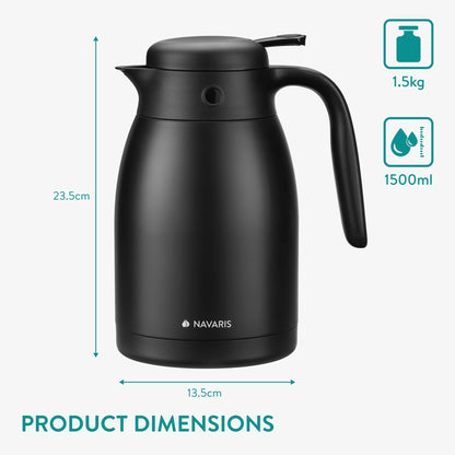 - Navaris Insulated Coffee Server | Matte Black Stainless Steel Carafe -
