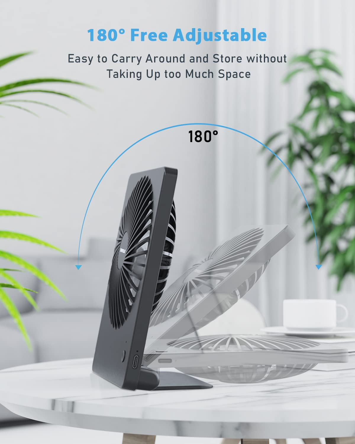 - TriPole USB Desk Fan | 2000mAh Portable USB Fan | 3 Speeds | Rechargeable | Mini Fan -