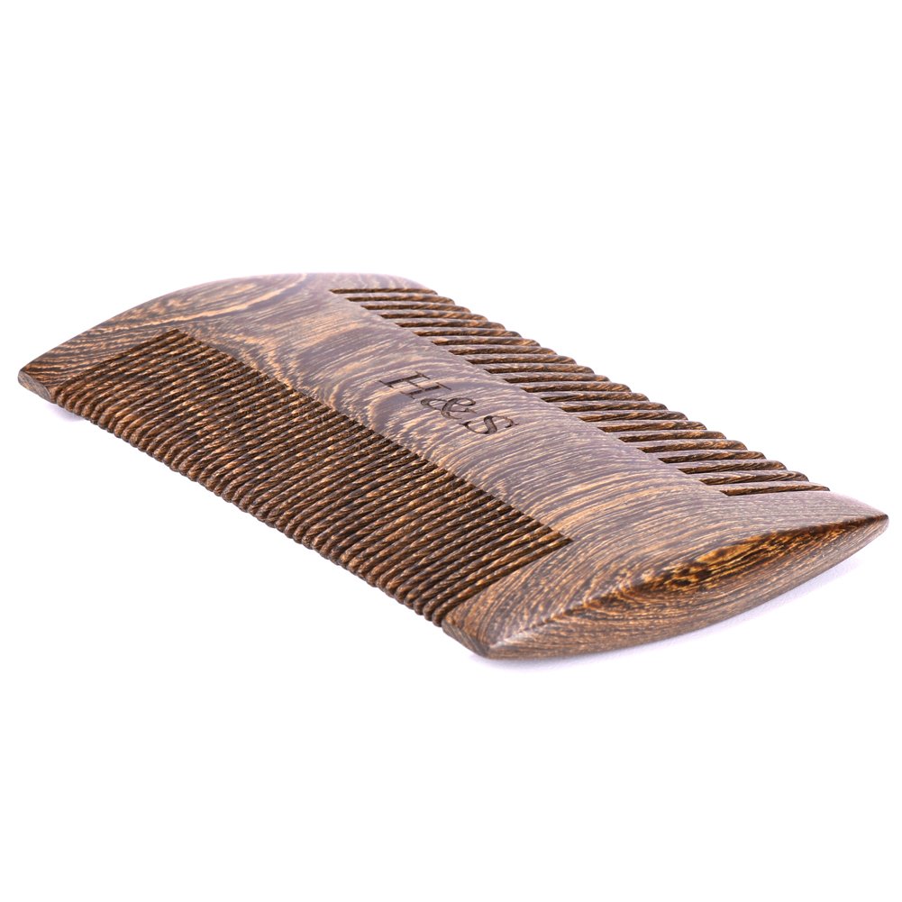 - H&S Wooden Beard Comb Anti Static Moustache Pocket Comb -