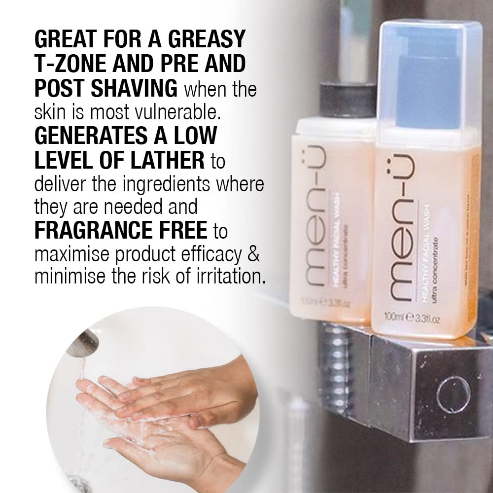 - men-ü HEALTHY FACIAL WASH 100ml | for up to 265 washes | Ultra-Concentrate Healthy Face Cleanser -