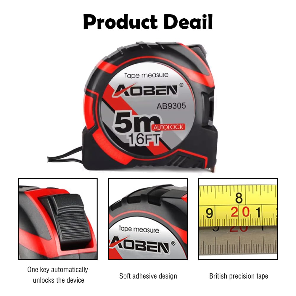 - Tape Measure 5m/16ft | Retractable Magnetic Tape Measure | Imperial Metric -