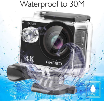 AKASO EK7000 4K30FPS Action Camera - 20MP Ultra HD Underwater Camera 170 Degree Wide Angle 98FT Waterproof Camera with Accessory Kit