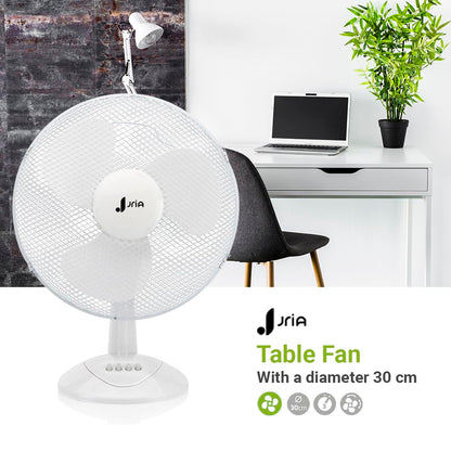 12" Inch Portable Desk Fan Lightweight 90°Oscillation 3 Speed Control 40 Watt Quiet Operation Wide-Angled Airflow Adjustable Tilt Head Table Fan Ideal for Bedroom and Office (12'' Desk Fan, White)
