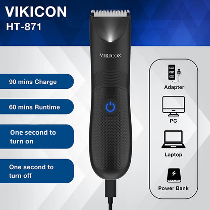 - VIKICON Balls Trimmer Men, Pubic & Body Hair Trimmer Men, IPX7 Waterproof -