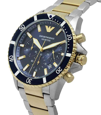 - Emporio Armani Watch for Men | Chronograph Movement | 43mm Silver / Steel Stainless Steel case with a Stainless Steel strap | AR11362 -