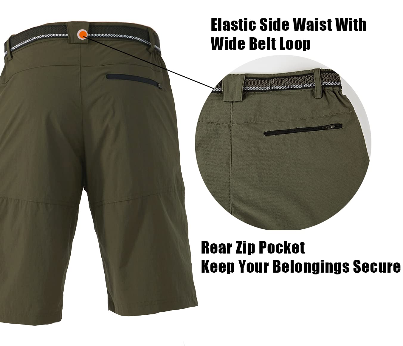 - EKLENTSON Shorts for Men |Quick Dry Cargo Shorts | Outdoor Elastic Waist Lightweight Hiking Shorts -