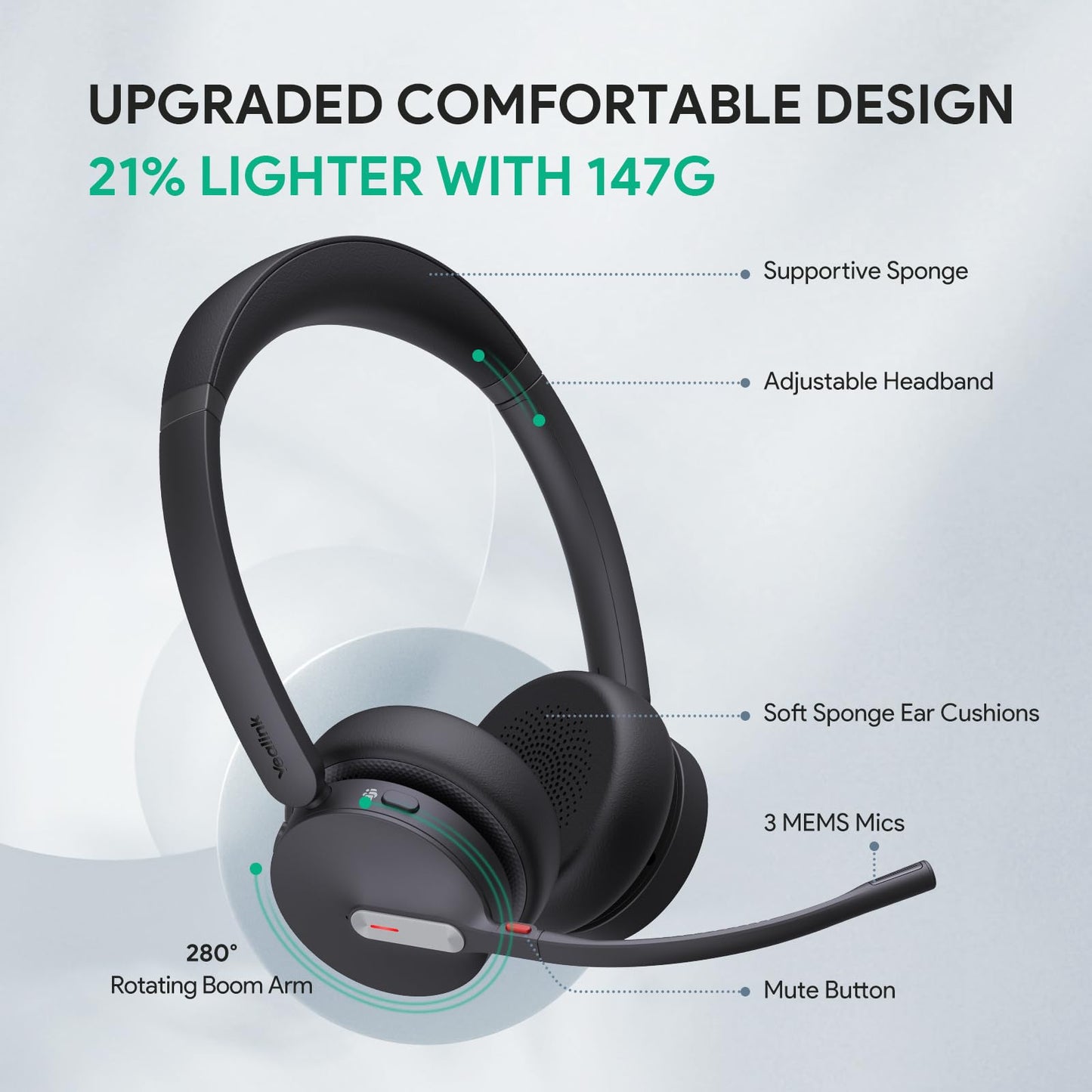 - Yealink BH70 Wireless Bluetooth Headset with Microphone