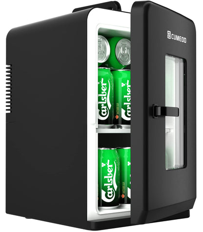 - Mini Fridge 15 Liter/21 Cans | Upgrade Portable AC+DC Power Small Fridge for Bedroom -