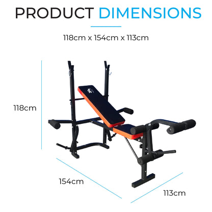 - Fit4home Weights Bench With Barbell Rack | Adjustable Home Training Gym Workout Fitness Bench | TF-1001 Black -