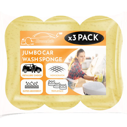 - Xtremeauto JUMBO Sponges For Car Cleaning, Washing & Windows - 3 Pack