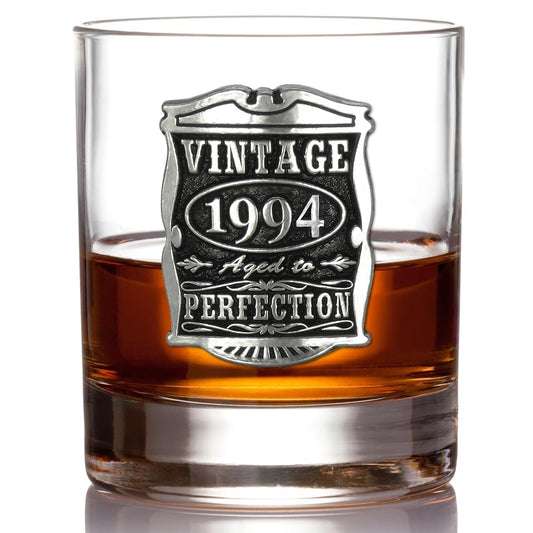 - English Pewter Company Vintage | Birthday or Anniversary Whisky Glass Tumbler | Unique Personalised Whiskey Gift For Men -