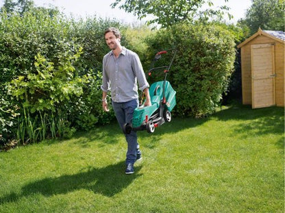 Bosch Home and Garden Rotak 34R Electric Lawnmower (1300 W, Cutting width: 34 cm, 20-70 mm adjustable cutting height, In carton packaging)