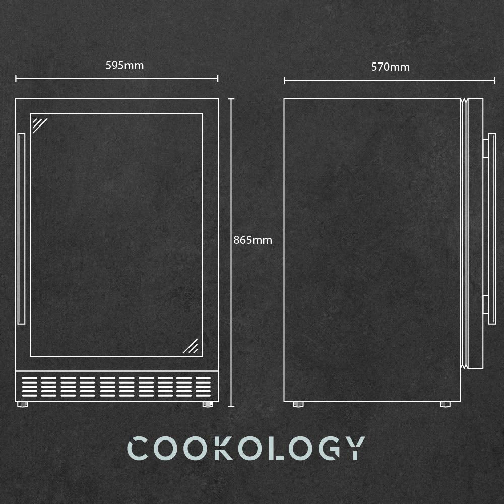 Cookology CWC600SS Freestanding Undercounter Fridge Cabinet 60cm Wine Cooler, 54 Bottle, 135 Litre Capacity, with Digital Temperature Control and Reversible Door - in Stainless Steel