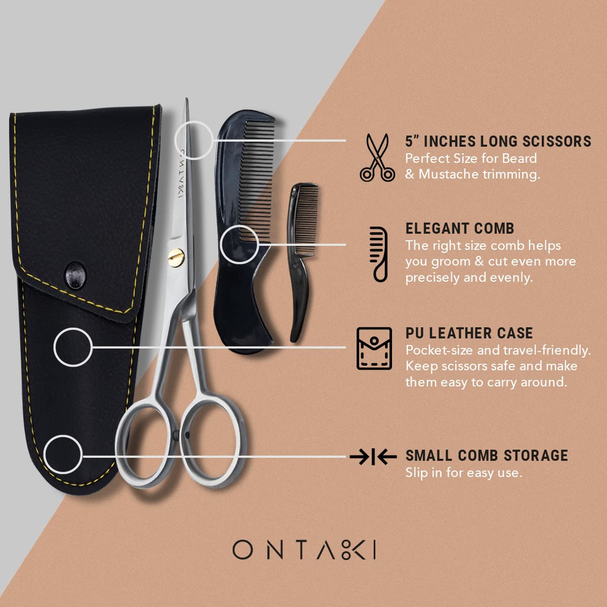 - ONTAKI Professional German Beard & Mustache Scissors -
