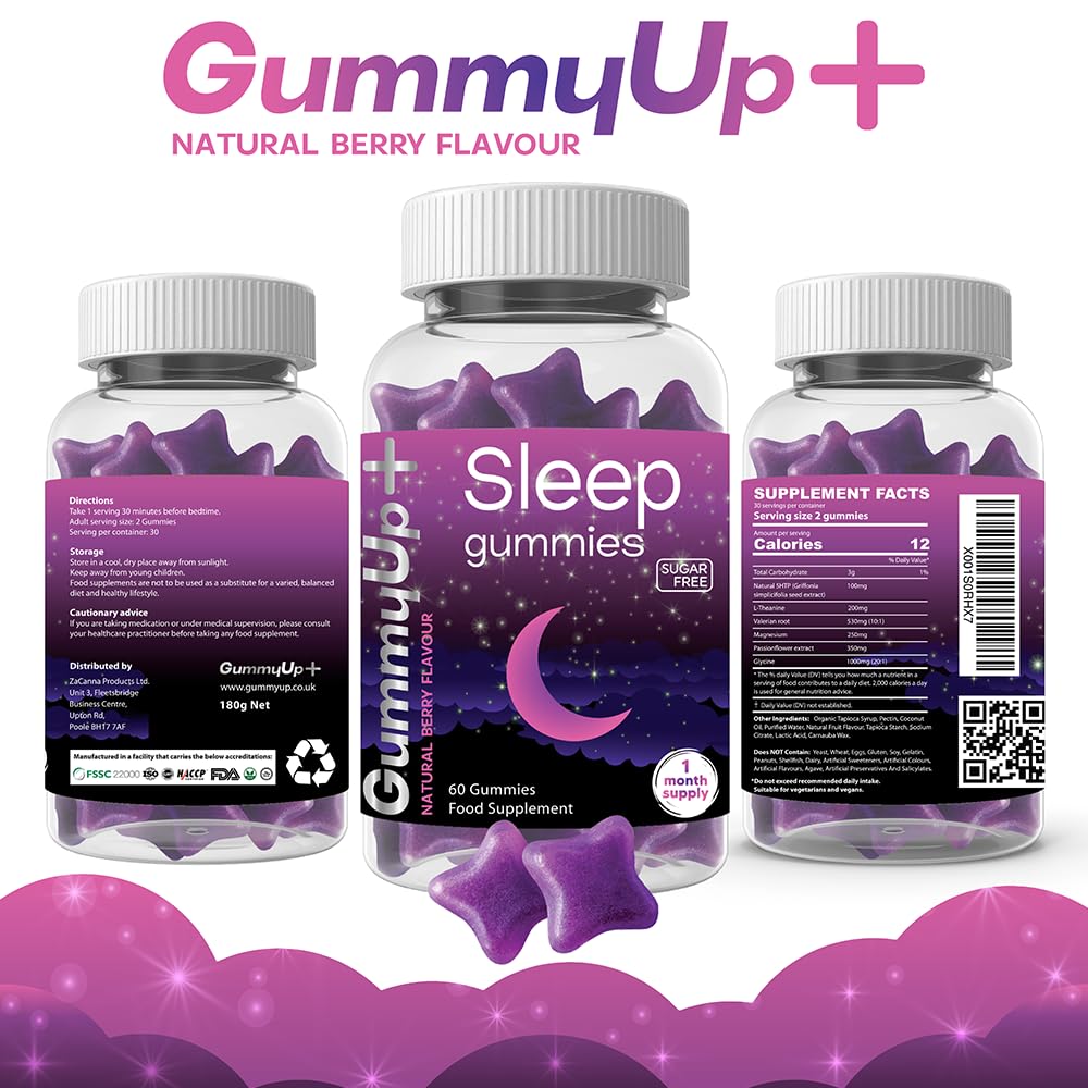 - Sugar Free Sleep Gummies x 60 | with Griffonia Seed Extract | Natural Berry Flavoured -