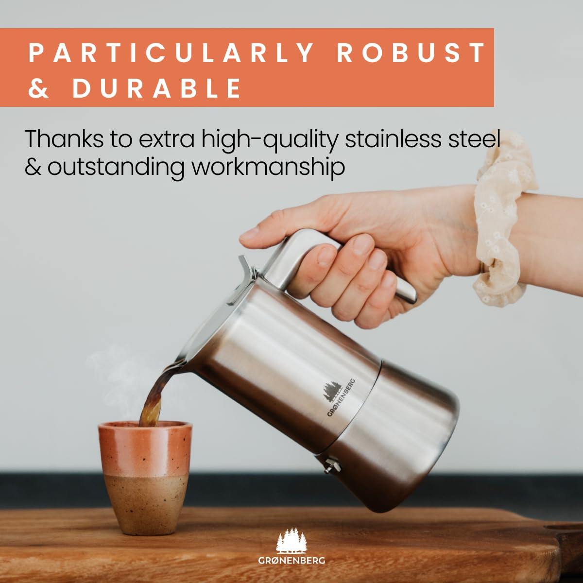 - Groenenberg Moka Pot | Premium Espresso maker (4-6 Cup) made of stainless steel I Induction-Safe -
