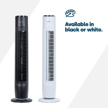 - LIVIVO 32" Tower Fan with Remote | Ultra Slim | Quiet and Powerful | Free Standing -
