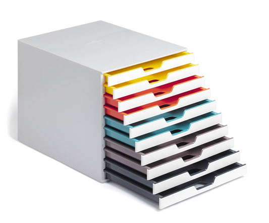 - Durable VARICOLOR MIX 10 Drawer Unit | Desktop Drawer Set with 10 Colour Coded Draws | Ideal for Storing Documents and Paper Work -
