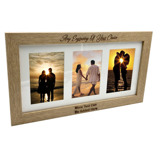 - Personalised Wooden Triple Photo 6 x 4 Frame -