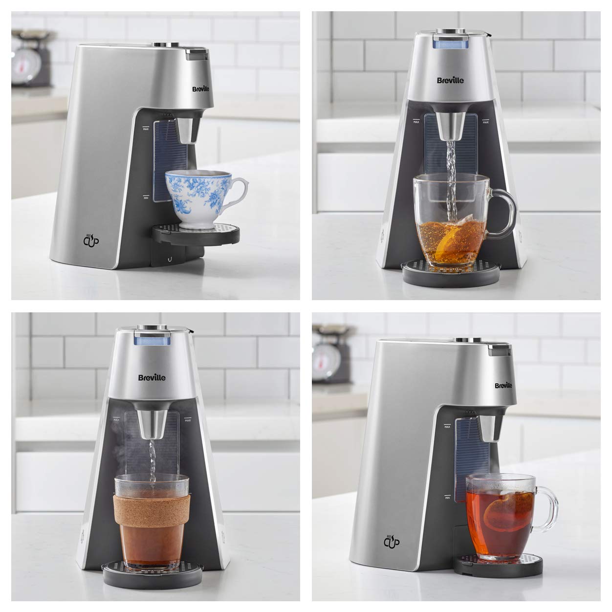 Breville HotCup Hot Water Dispenser | 3 kW Fast Boil | Variable Dispense and Height Adjust | 2 L | Silver [VKT111]