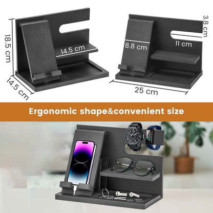 Birthday Gifts for Men who have everything Dad Gifts Wood Phone Docking Station for Men Bedside Table Organiser for Him Gifts for Dad Mens Gifts for Husband Presents for Men Bedside Gadget Organiser
