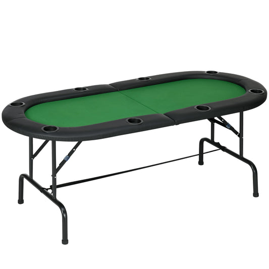 - HOMCOM Poker Table 1.85m Folding Top for | 8 Players Casino | Chip Trays | Drink Holders -