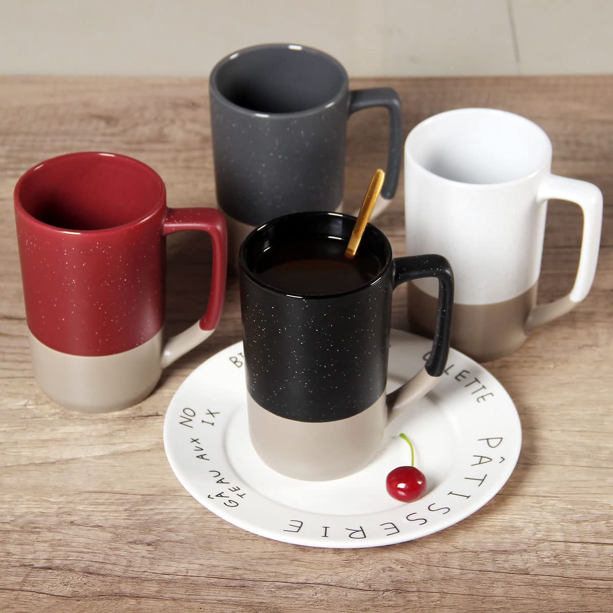 - SHOWFULL 16oz Large Coffee Mug | Two Color Combination | Big Ceramic Tea Cup with Large Handle | White -