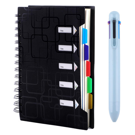 - Weysoo A5 Notebook with Dividers, Spiral Notebook with Multicolor Pen, Project Book 240 Pages)