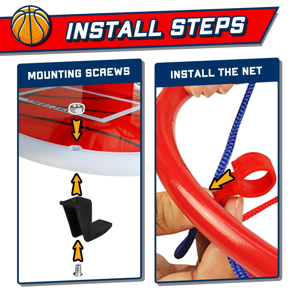 Basketball Hoop Indoor Mini Basketball Hoop for Kids, Wall Mounted Shooting Basketball Game with Net Ball and Pump, Sport Outdoor Bedroom Toys for Boys Girls 6 7 8 9 Year Old Birthday Gift
