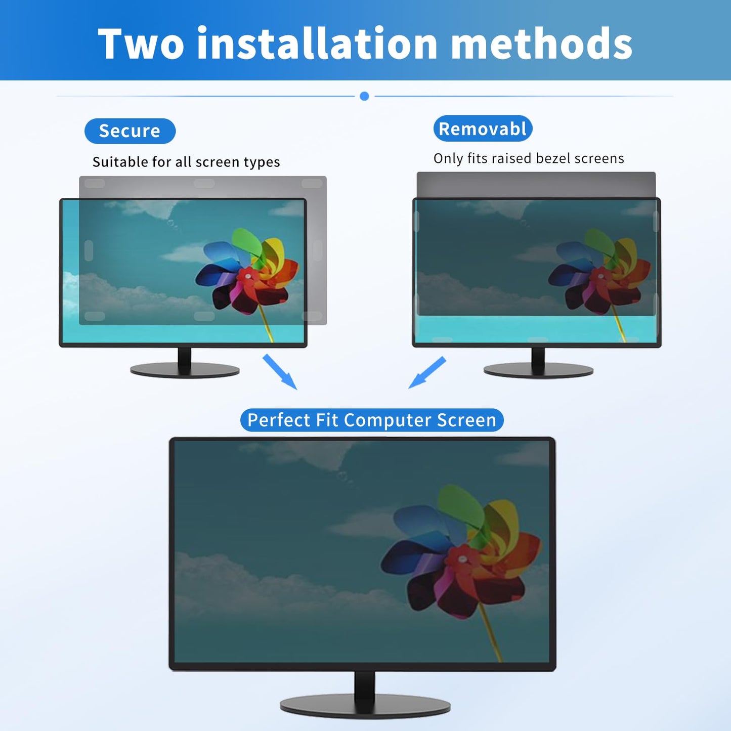 DEJIMAX 27 Inch Computer Privacy Screen Filter for 16:9 Widescreen Monitor, Anti Glare and Blue Light, PC Monitor Screen Privacy Shield,Anti Spy Screen Protector Film