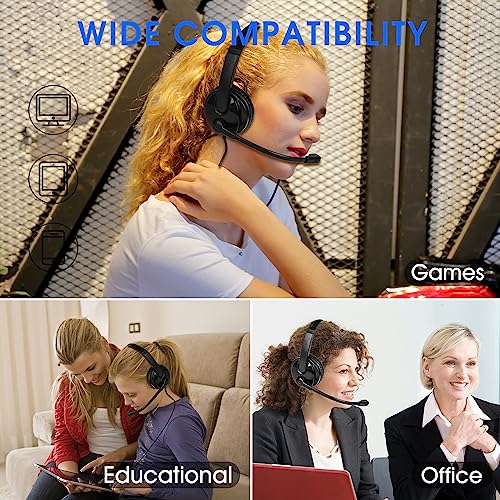 - USB Headset with Microphone for PC Laptop -
