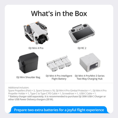 - DJI Mini 4 Pro Fly More Combo With DJI RC 2 (screen remote controller) | Folding Mini-Drone With 4K HDR Video -