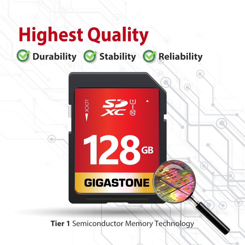 - Gigastone 128GB 2-Pack SD Card | UHS-I U1 Class 10 SDXC Memory Card | Full HD Video -